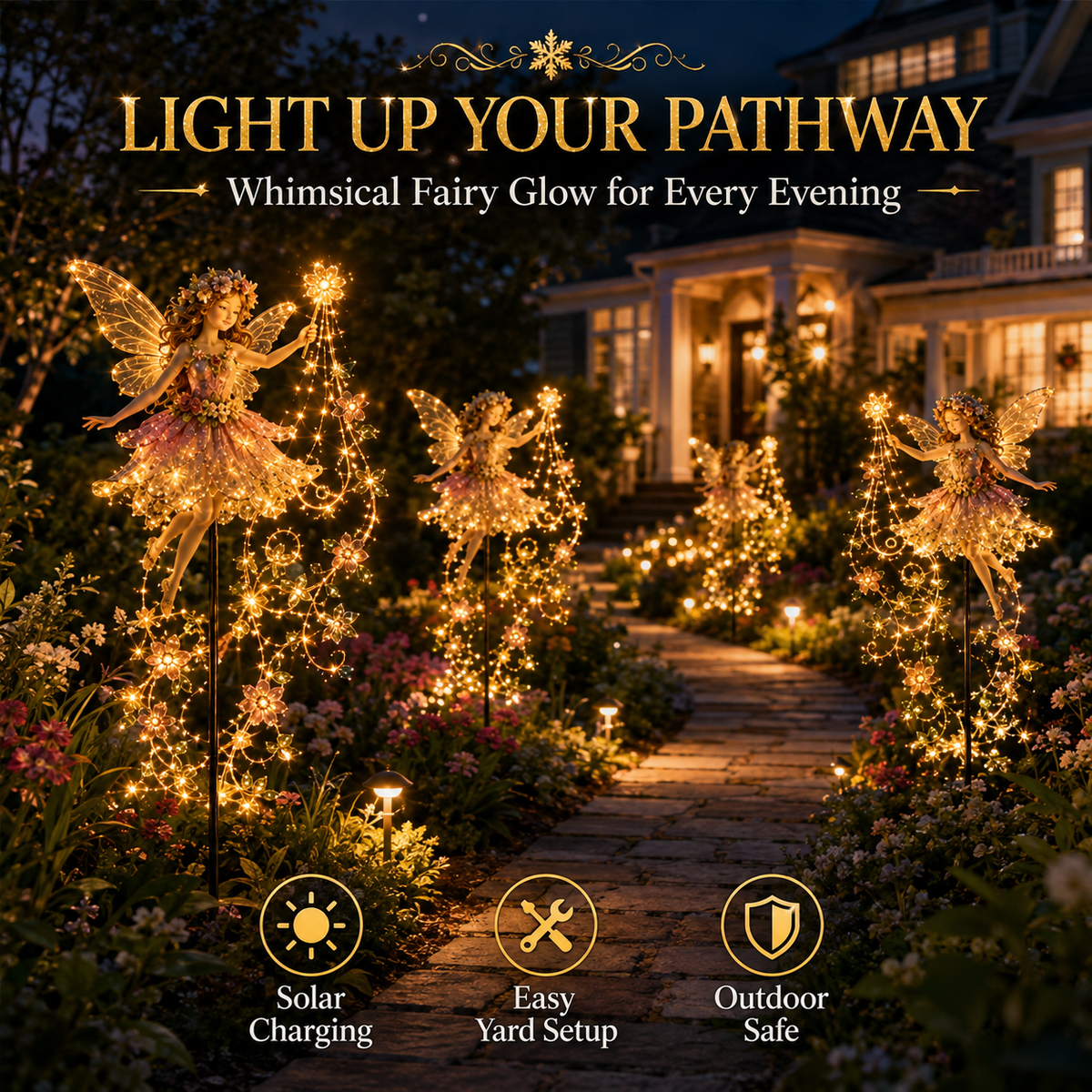 Enchanted Flower Fairy Solar Garden Light – Magical Glowing Outdoor Christmas Yard Decor