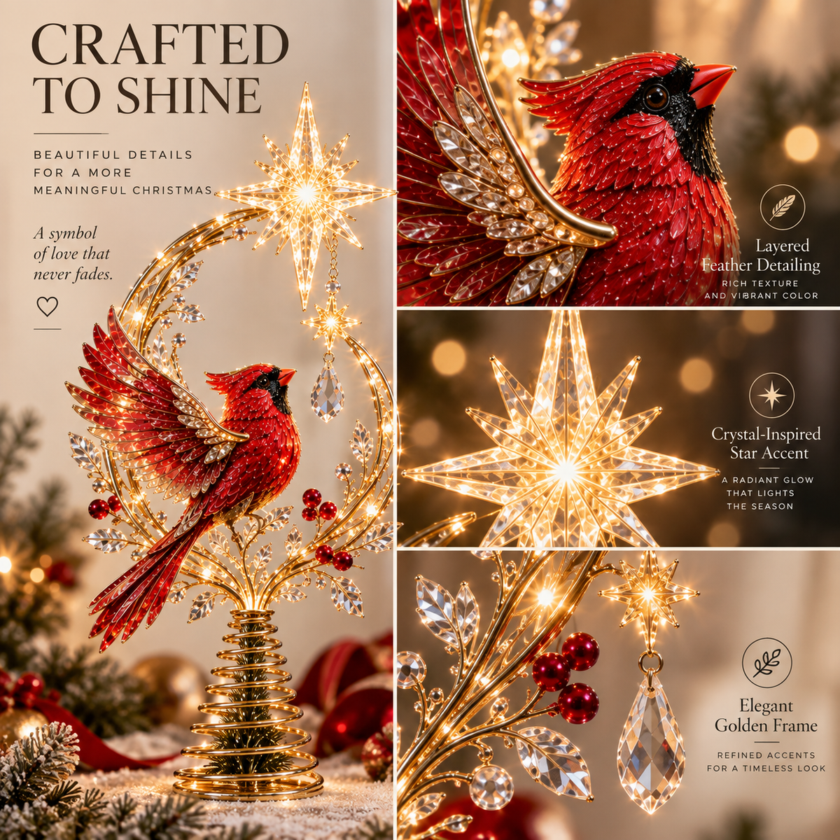 Cardinal Heaven’s Light Tree Topper
