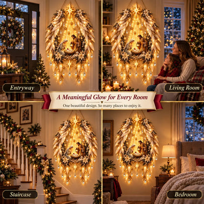 3D Heavenly Angel Wings Nativity Light – Lighted Christmas Wall Decor